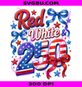 Red White And 250 PNG, USA 250th Bow PNG, Patriotic Stars PNG