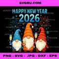 Happy New Year 2026 PNG, Gnomes Matching Family New Year's Eve PNG