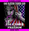 One Nation Under God 250 Years PNG, Christian Jesus US Flag PNG