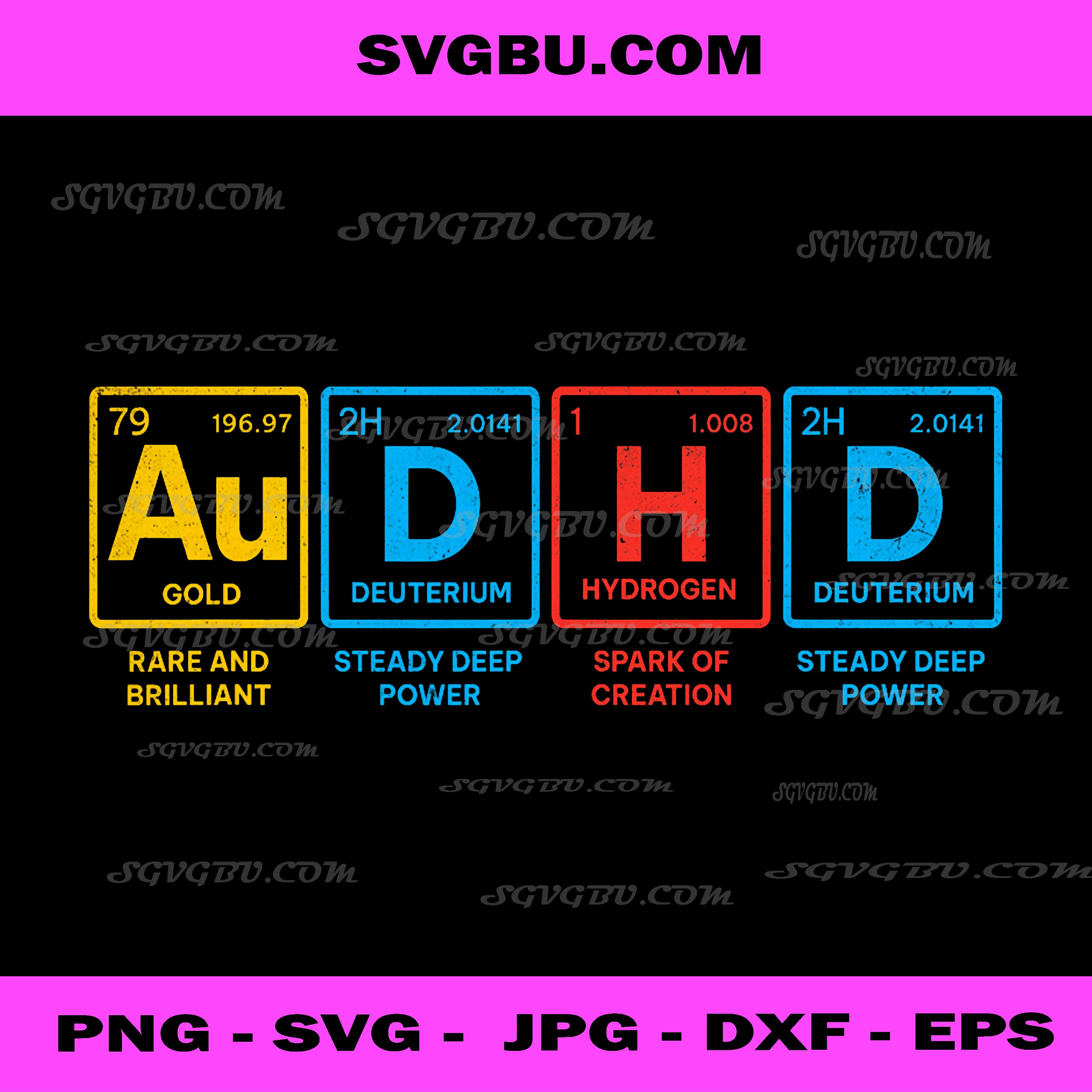 AuDHD Periodic Table Autism PNG, ADHD for Nerds Distressed PNG