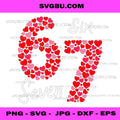 Valentine’s Day 6-7 PNG, Meme Six Seven PNG, 6 7 Valentine Hearts Fun PNG