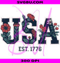 Floral USA PNG, USA EST 1776 PNG, Patriotic Design PNG