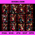 Valentine Dog Guitar PNG Bundle, Rock Music Dogs Love Heart Design