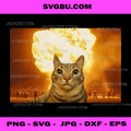 Funny exploding cat PNG, brain rot meme PNG, chaotic humor PNG