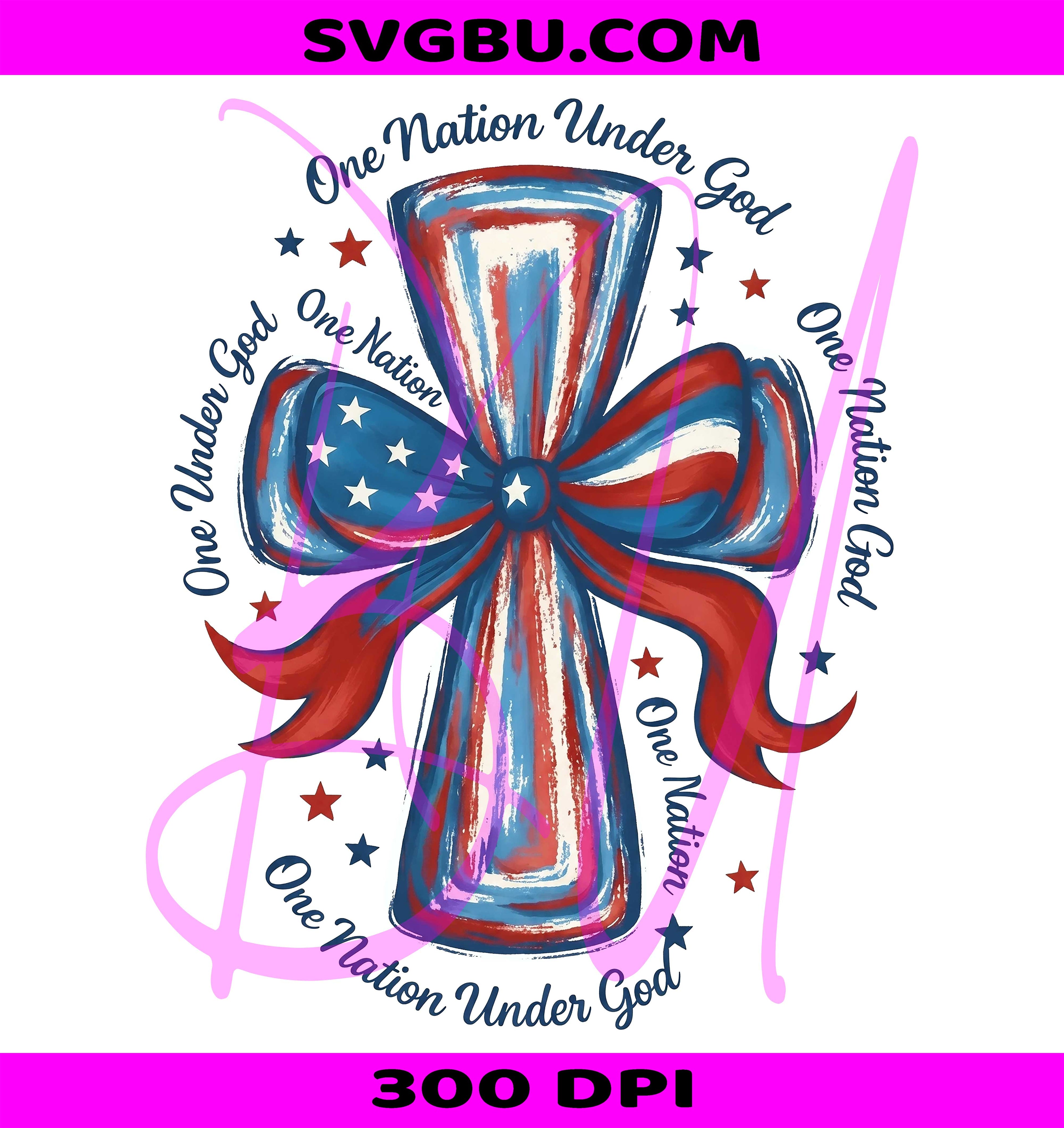 One Nation Under God Patriotic Cross PNG, 4th Of July Christian Design PNG