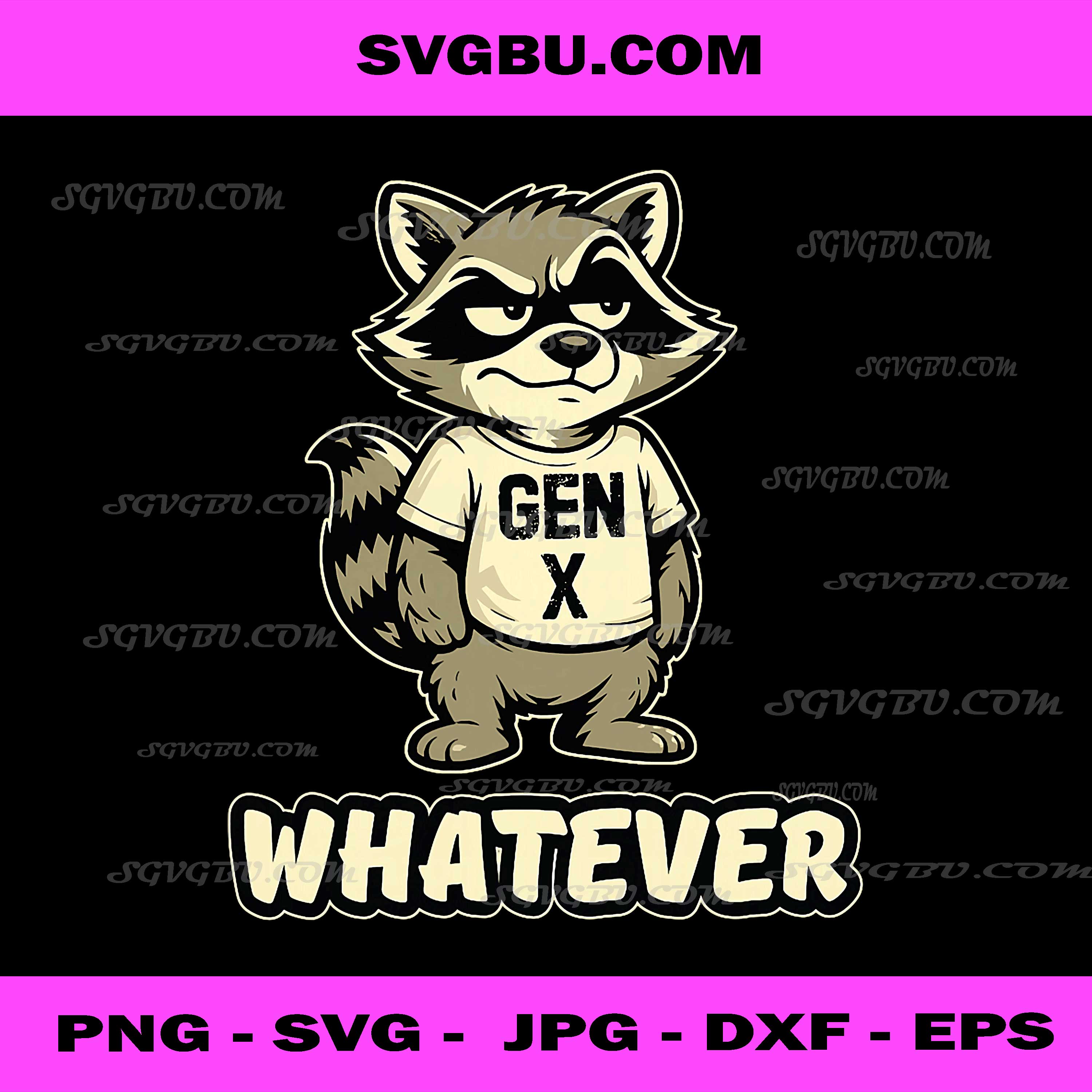 Gen X Raccoon Whatever Sarcastic Quote PNG, Grumpy Animal Art PNG