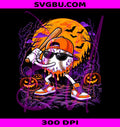 Halloween Baseball PNG, Spooky Player Bat PNG, Pumpkin Moon Sports PNG