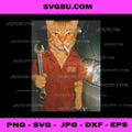 Funny cat mechanic PNG, garage kitty meme PNG, smoking car humor PNG