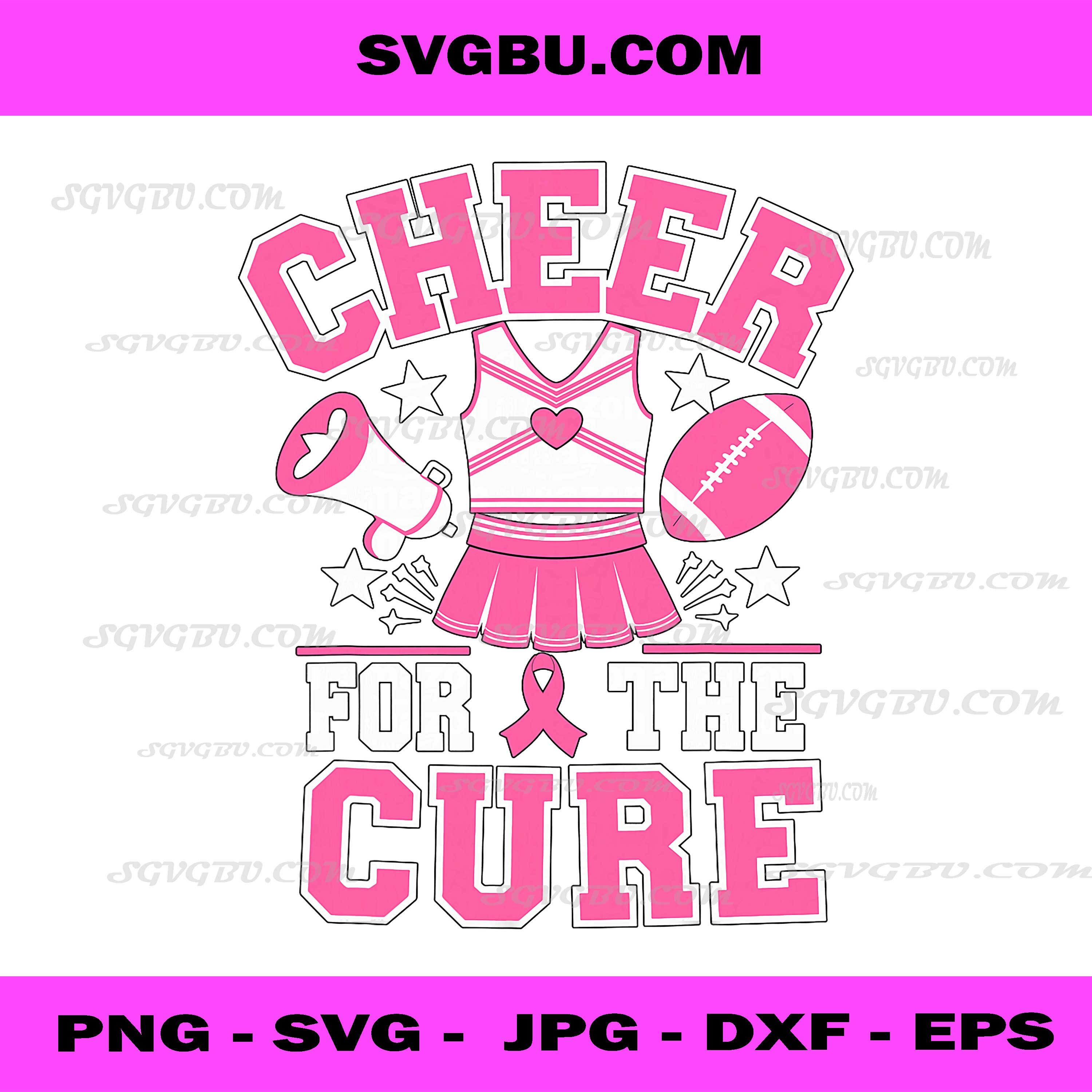 Cheer for The Cure PNG, Cheerleader Breast Cancer October PNG