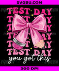 Test Day You Got This Coquette Bow, Pink Ribbon Motivation Testing Day PNG