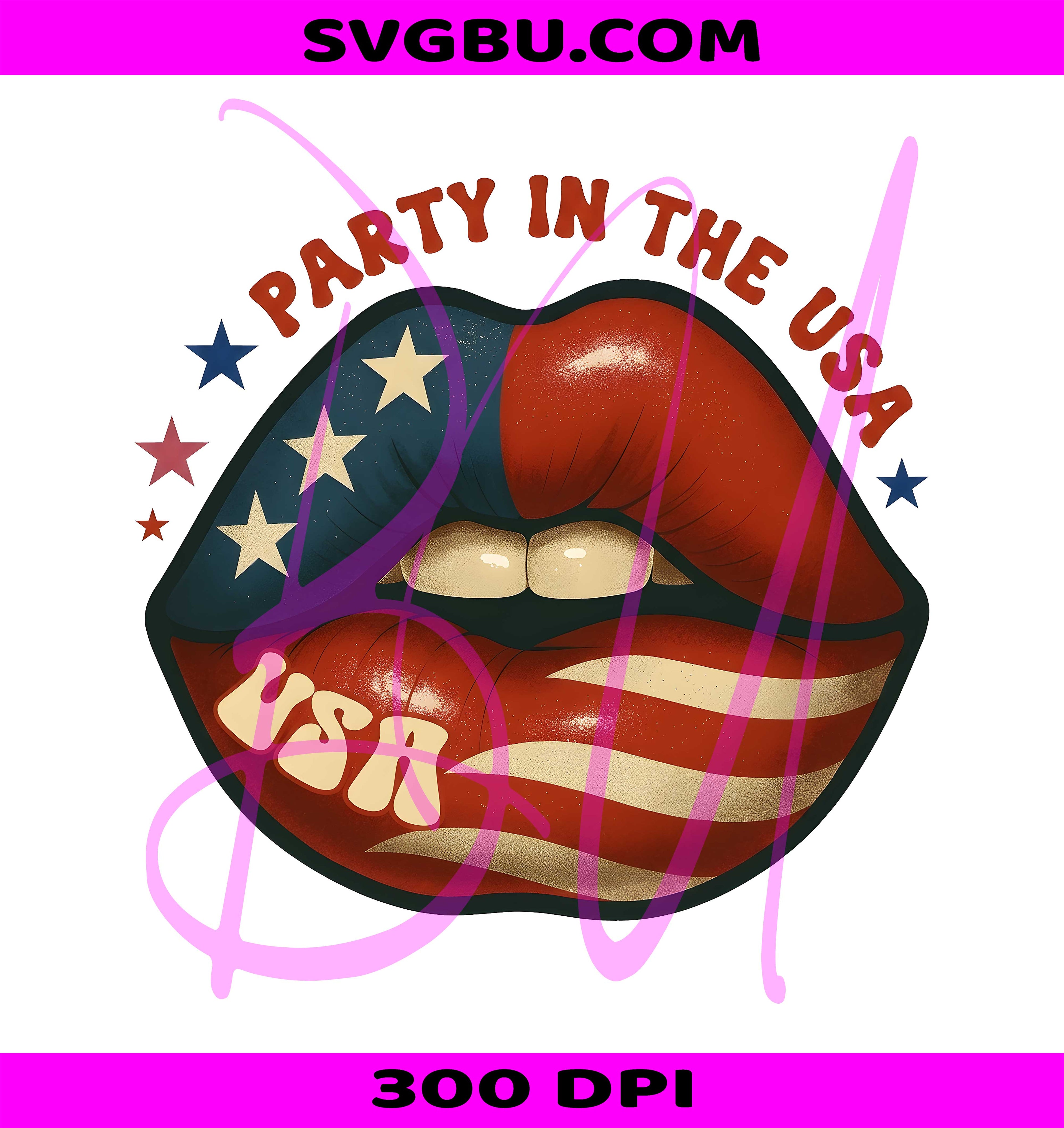 Party In The USA PNG, Patriotic Lips PNG, USA American Flag PNG