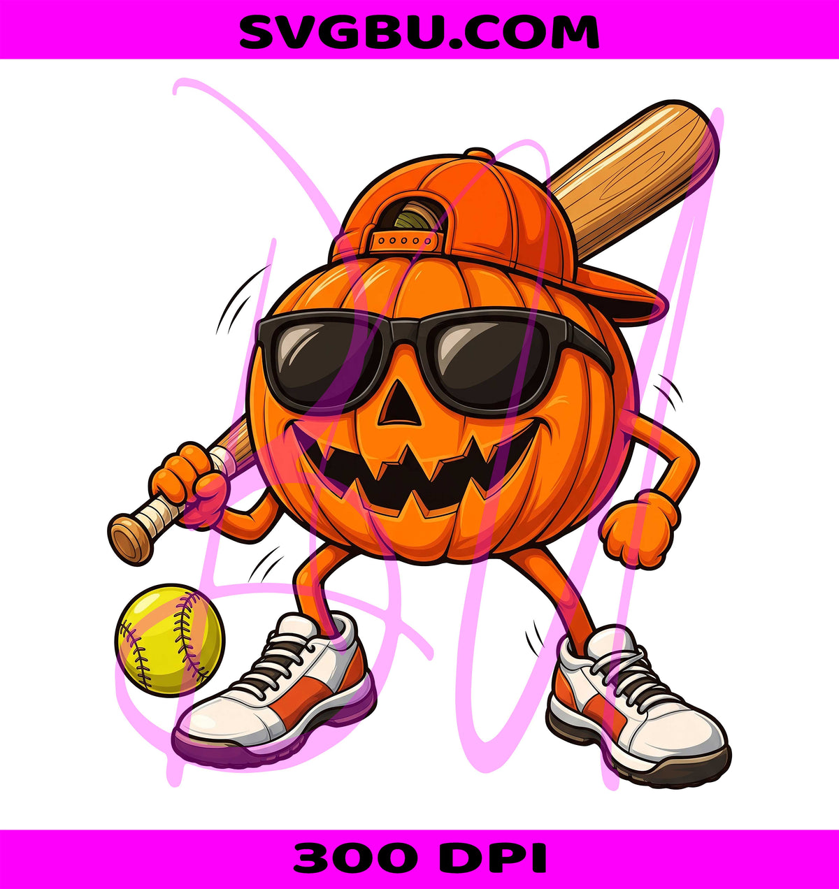Halloween Baseball Pumpkin PNG, Jack O Lantern Player PNG, Sports Graphic PNG