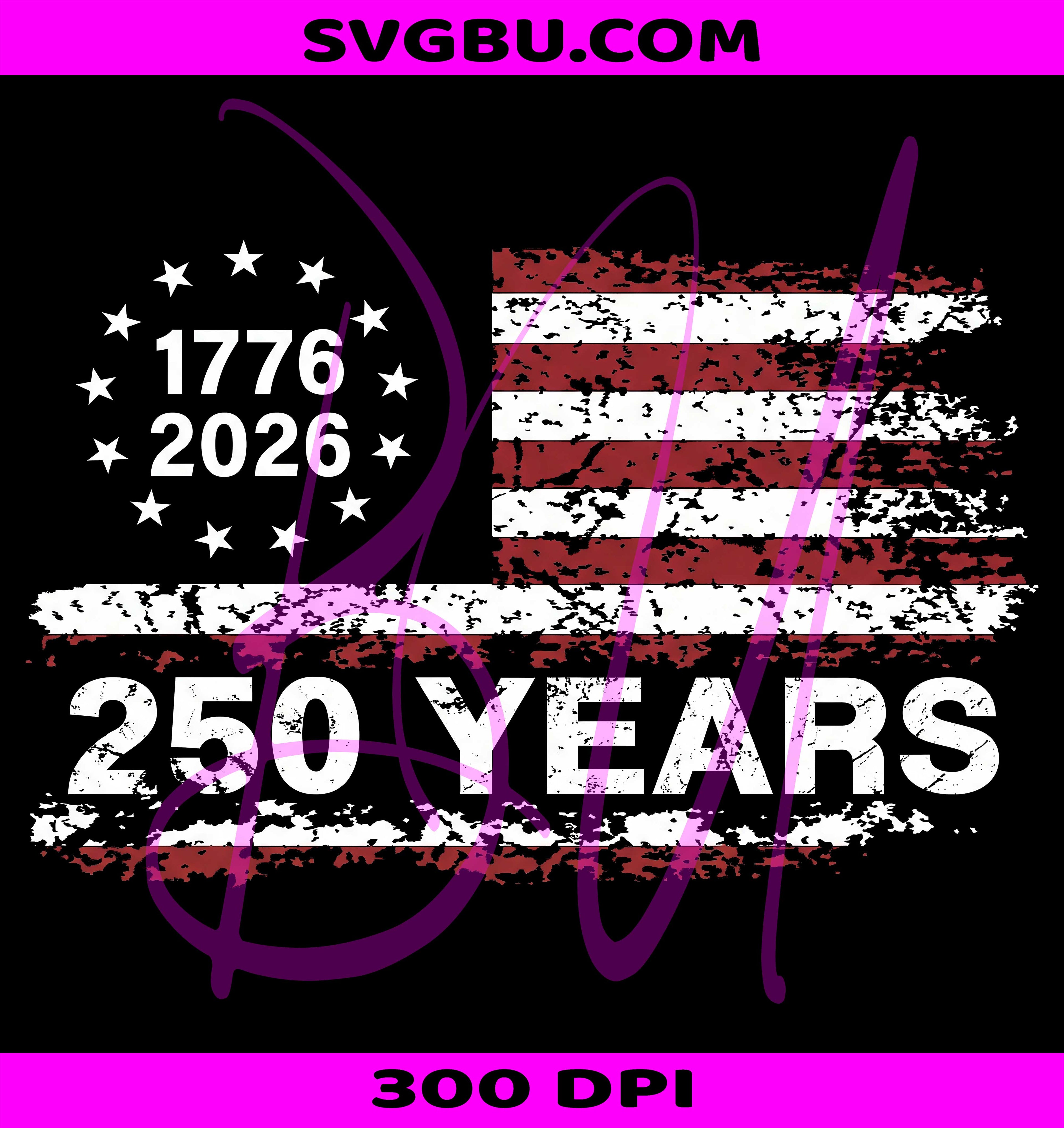 America 250 Years 1776 2026 PNG, Patriotic US Flag PNG