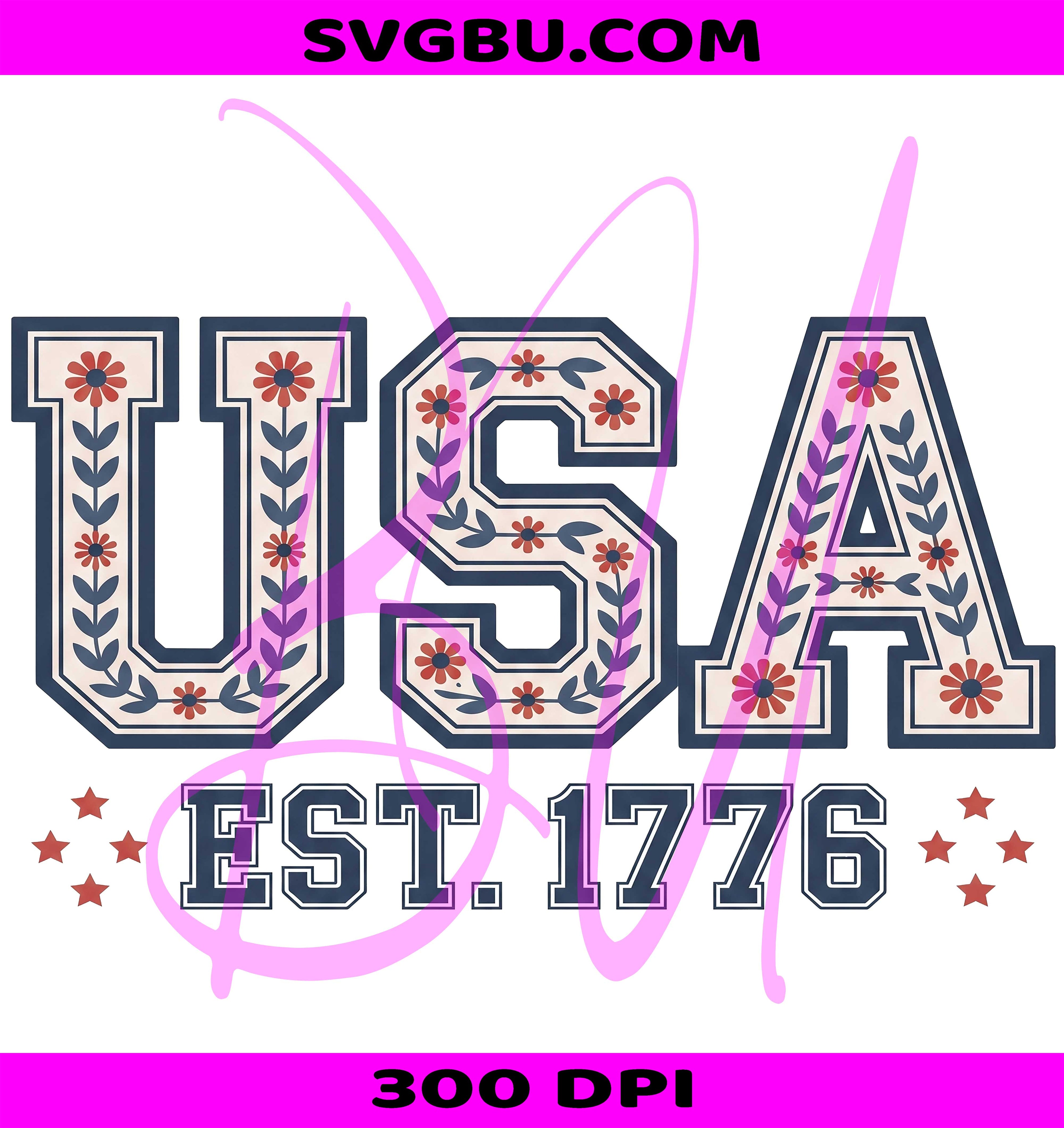 Floral USA PNG, Patriotic 4th Of July PNG