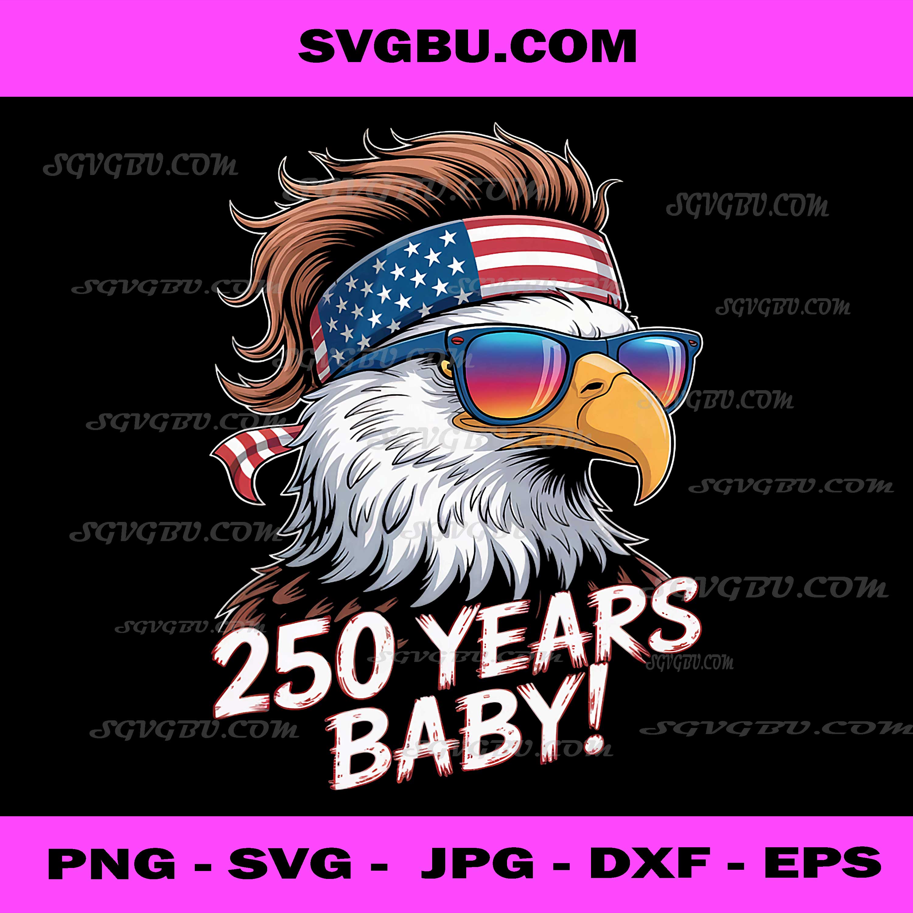 250 Years Baby American Bald Eagle, USA 250th Anniversary PNG