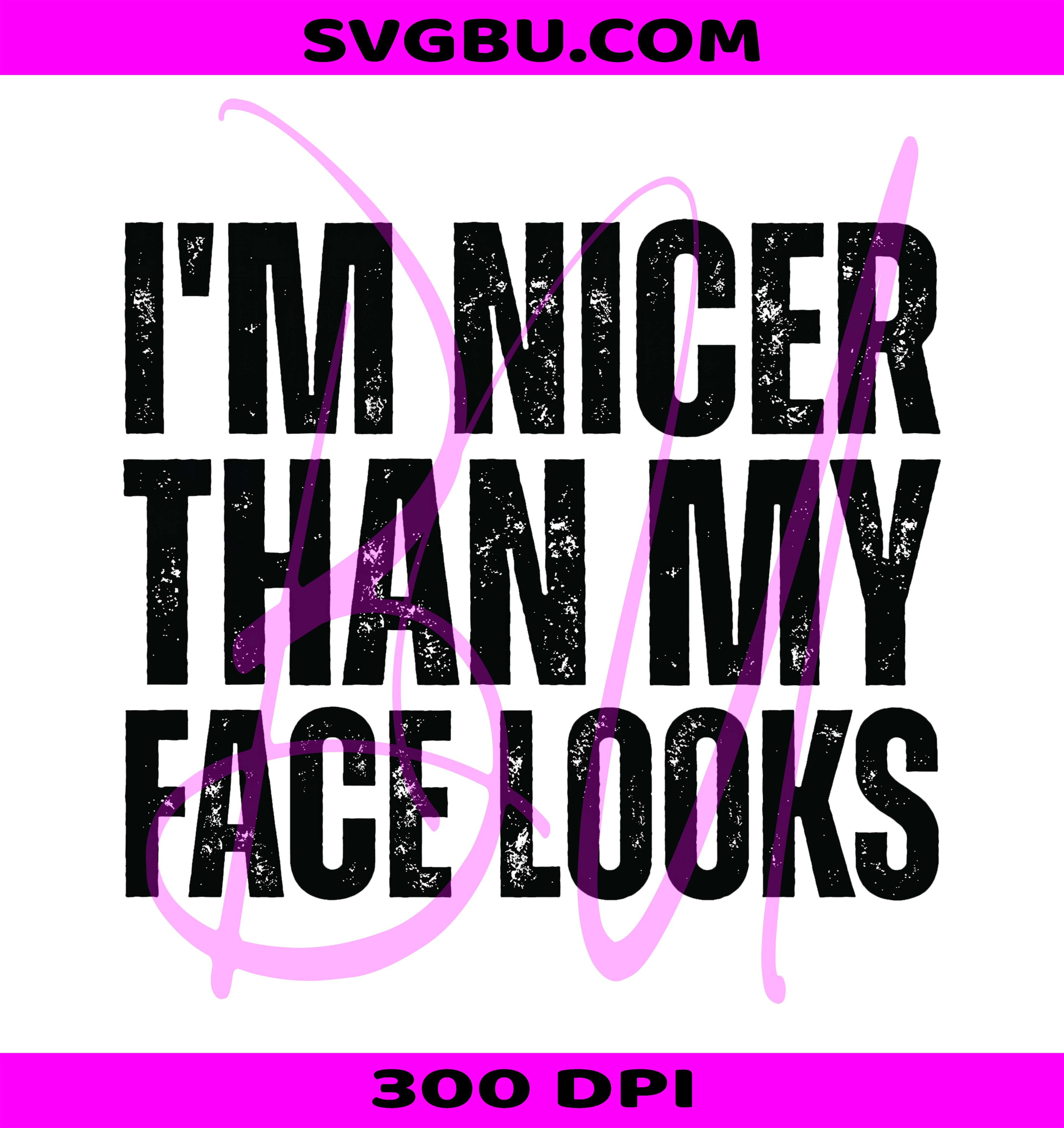 I'm Nicer Than My Face Looks PNG, Funny Sarcastic Quote Design PNG