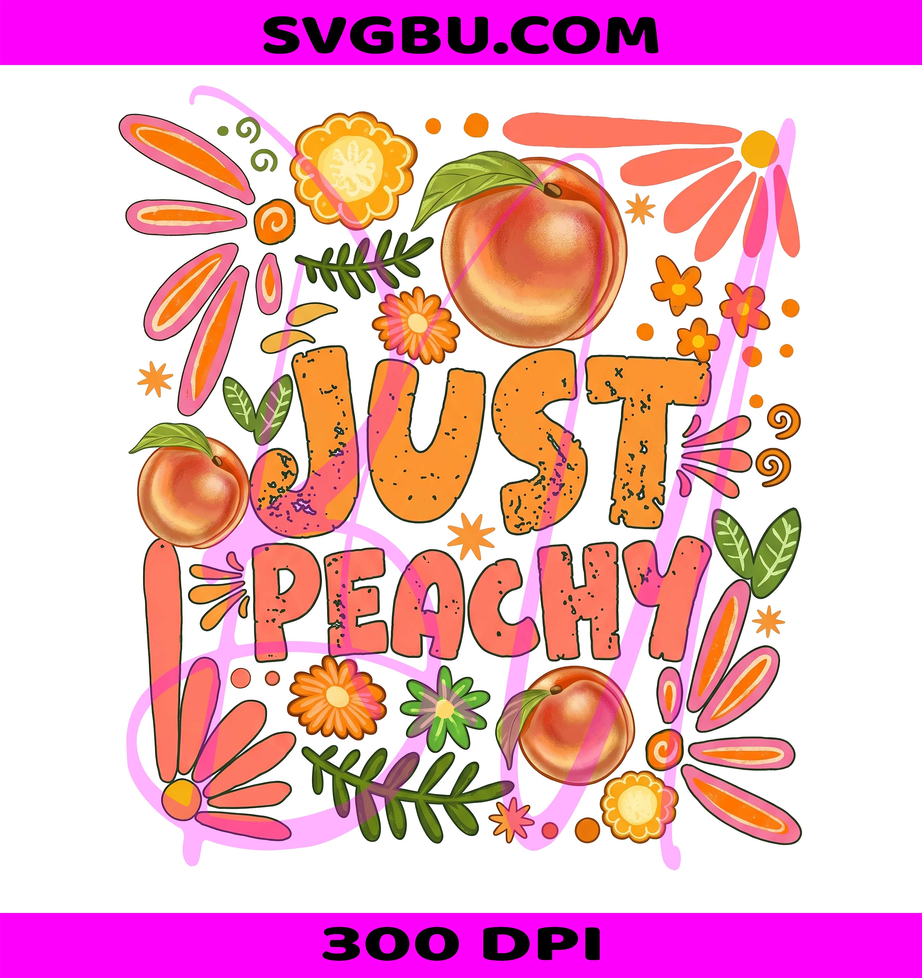 Just Peachy PNG, Boho Floral Peach PNG, Retro Summer Fruit PNG