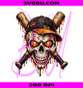 Halloween Baseball Skull PNG, Crossed Bats PNG, Grunge Fall Sports PNG