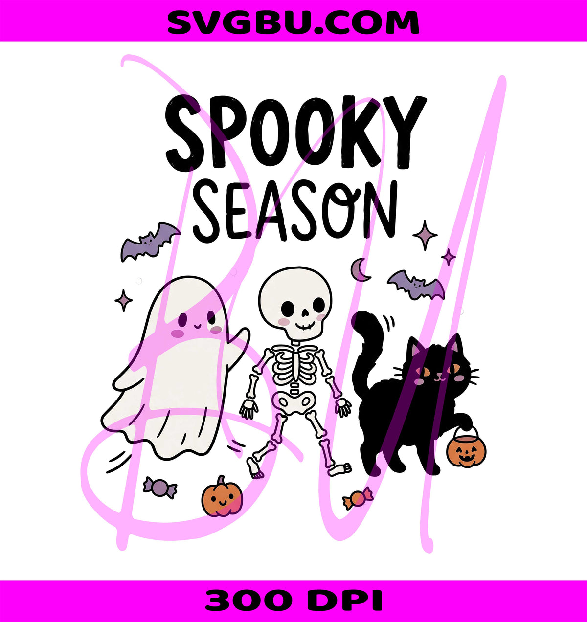 Kids Halloween PNG, Spooky Ghost Skeleton PNG, Black Cat Pumpkin PNG