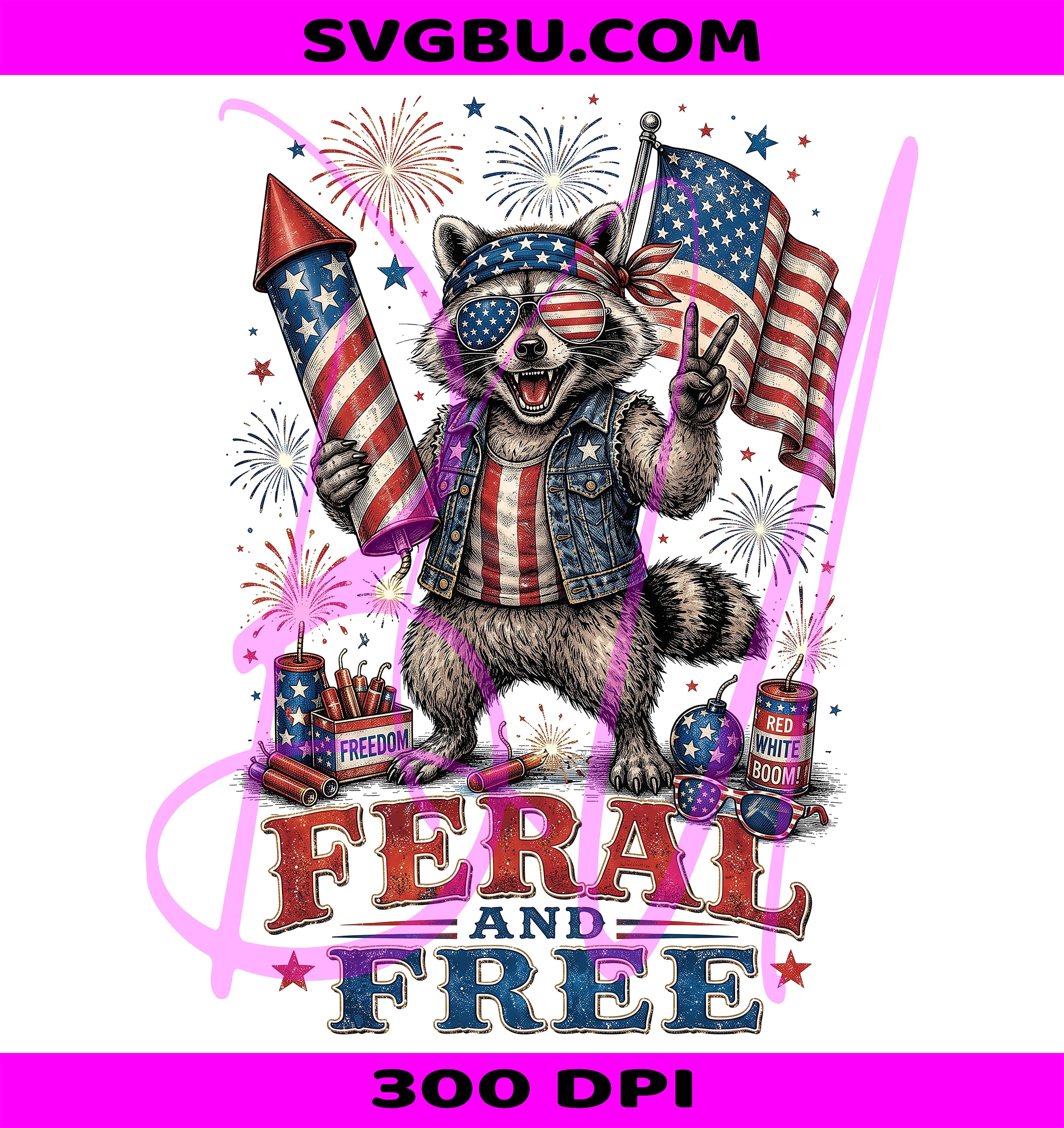 Feral And Free PNG, Patriotic Raccoon PNG, USA Flag Raccoon PNG
