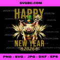 Happy New Year 2026 PNG, Lucky Pig New Year's Eve PNG