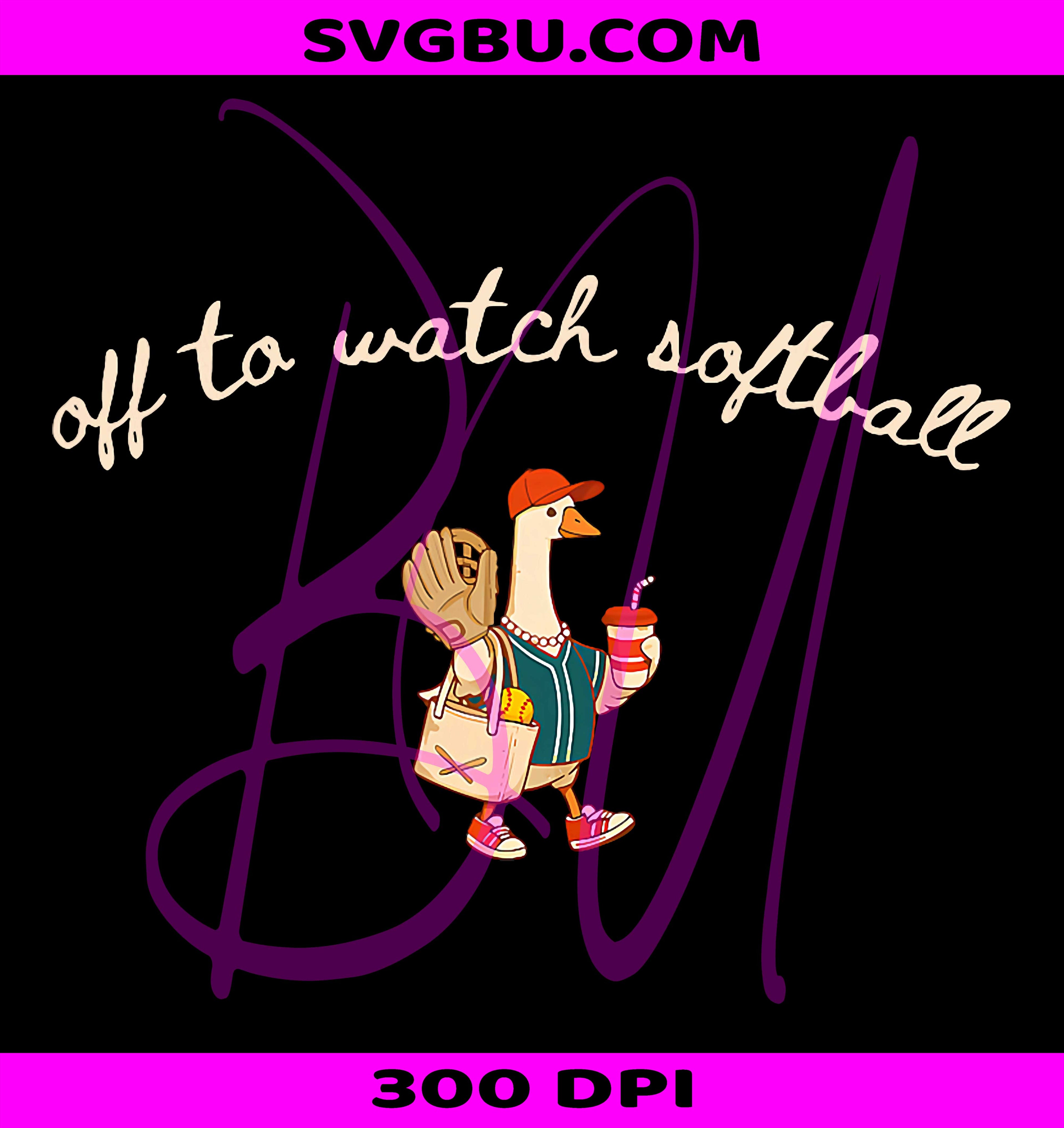 Off To Watch Softball Goose PNG, Funny Cute Sports Bird Graphic PNG