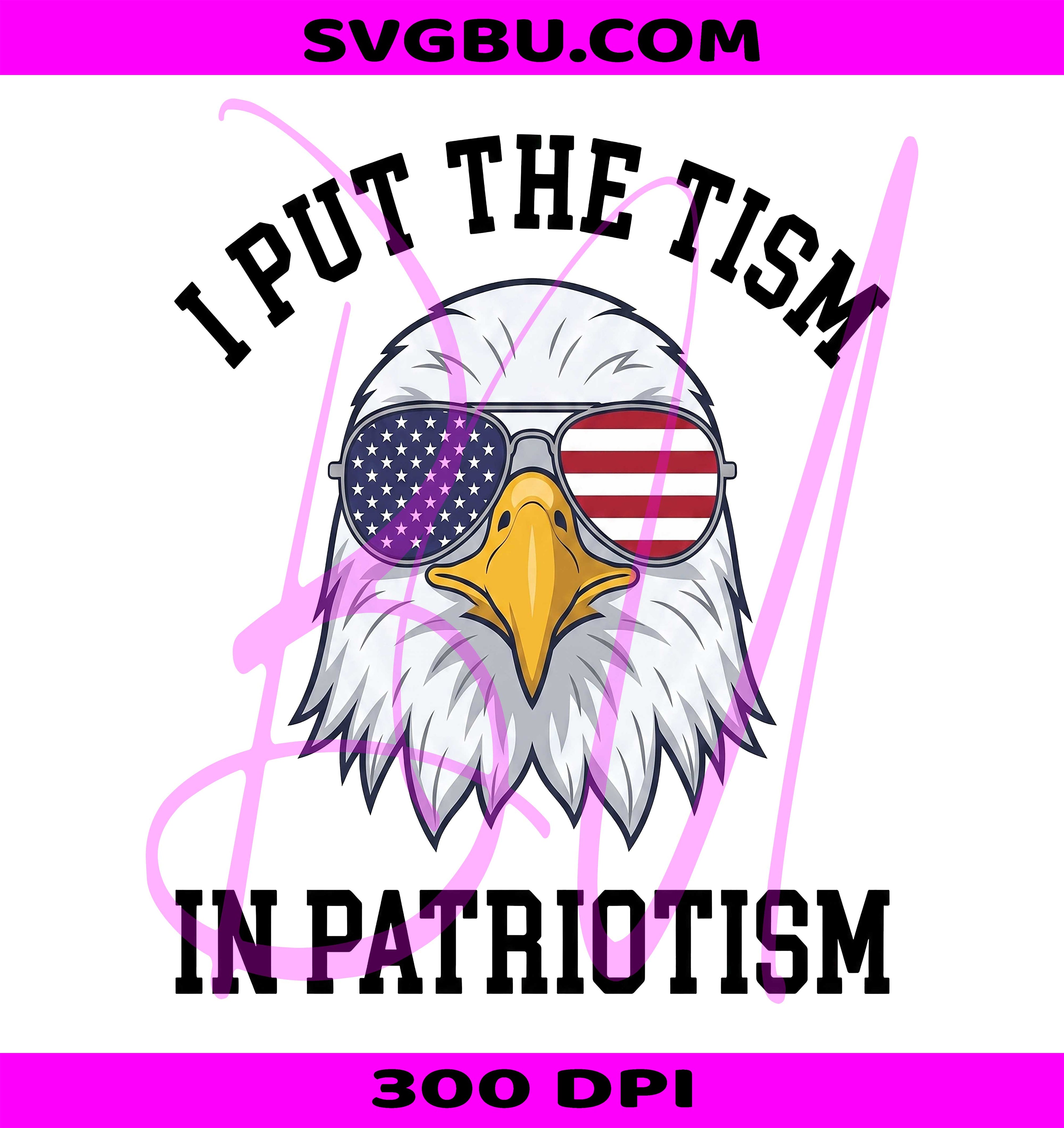 I Put The Tism In Patriotism PNG, Retro Eagle PNG, Funny 4th Of July PNG