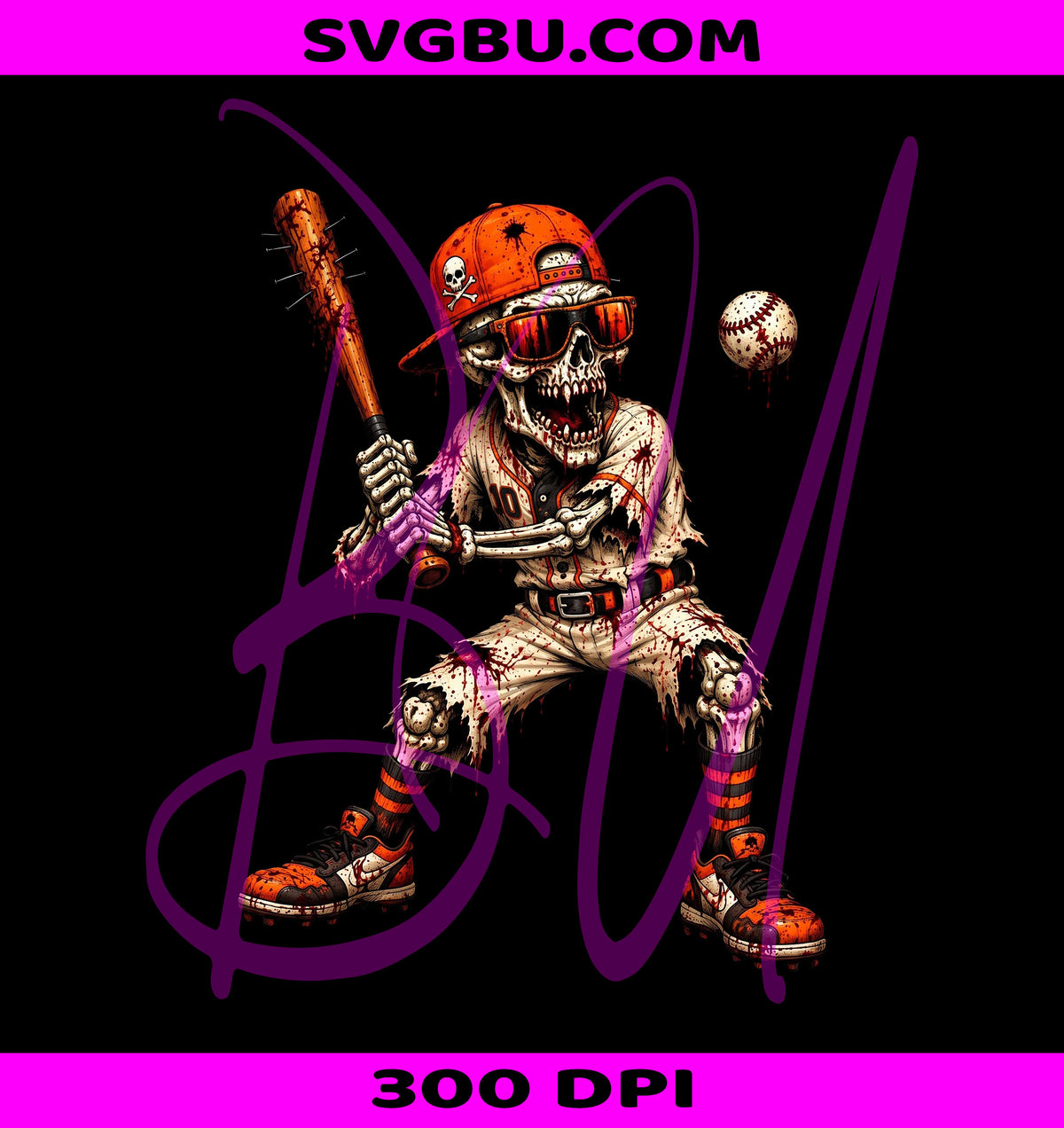 Funny Skeleton Baseball PNG, Halloween Player PNG, Spooky Sports PNG