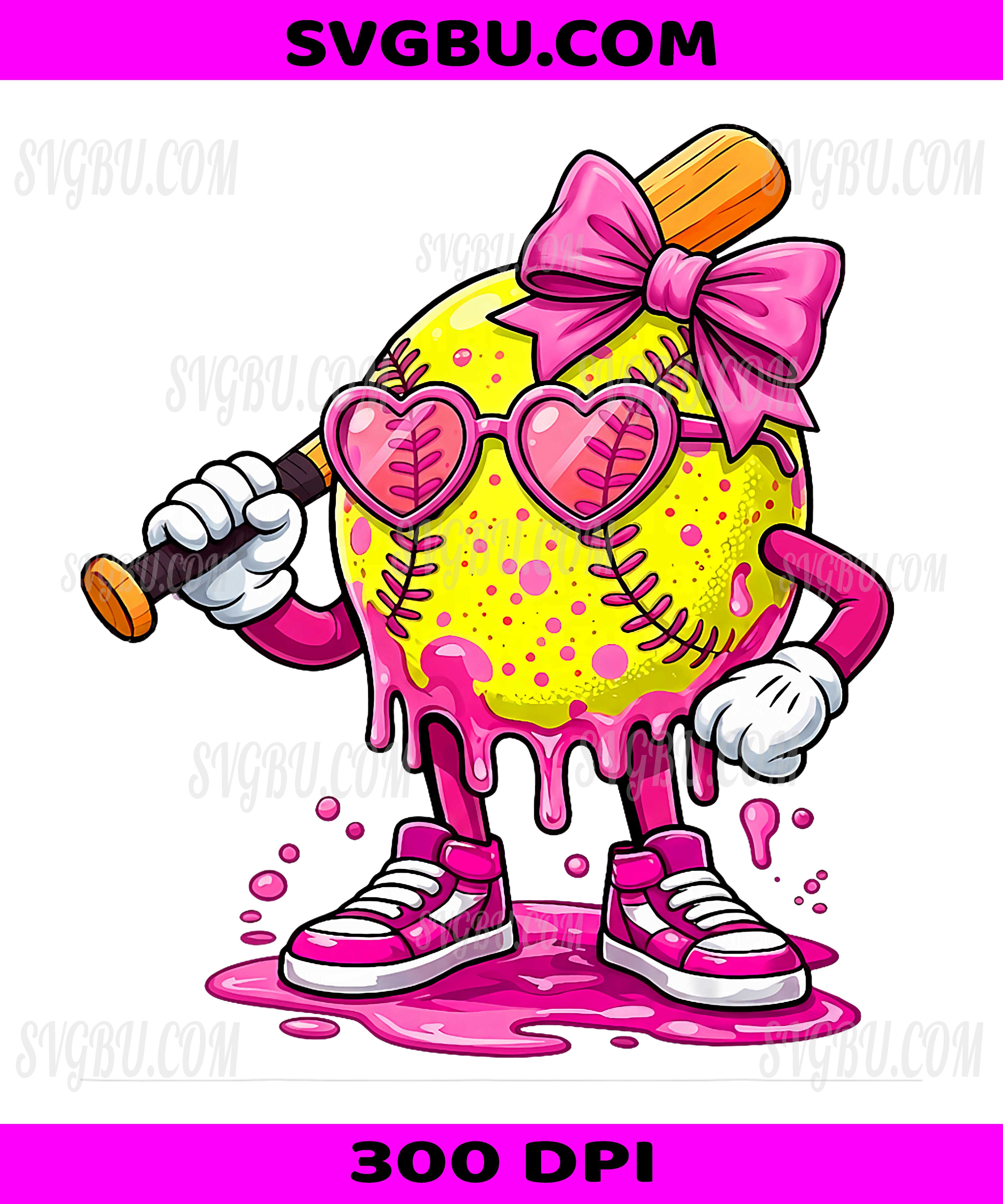 Softball Drip Ice Cream PNG, Girls Game Day Softball Vibes PNG