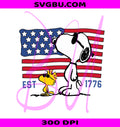 Snoopy Woodstock Est 1776 PNG, Patriotic American Flag PNG