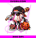Halloween Baseball Skull PNG, Drippy Player PNG, Jack O Lantern PNG