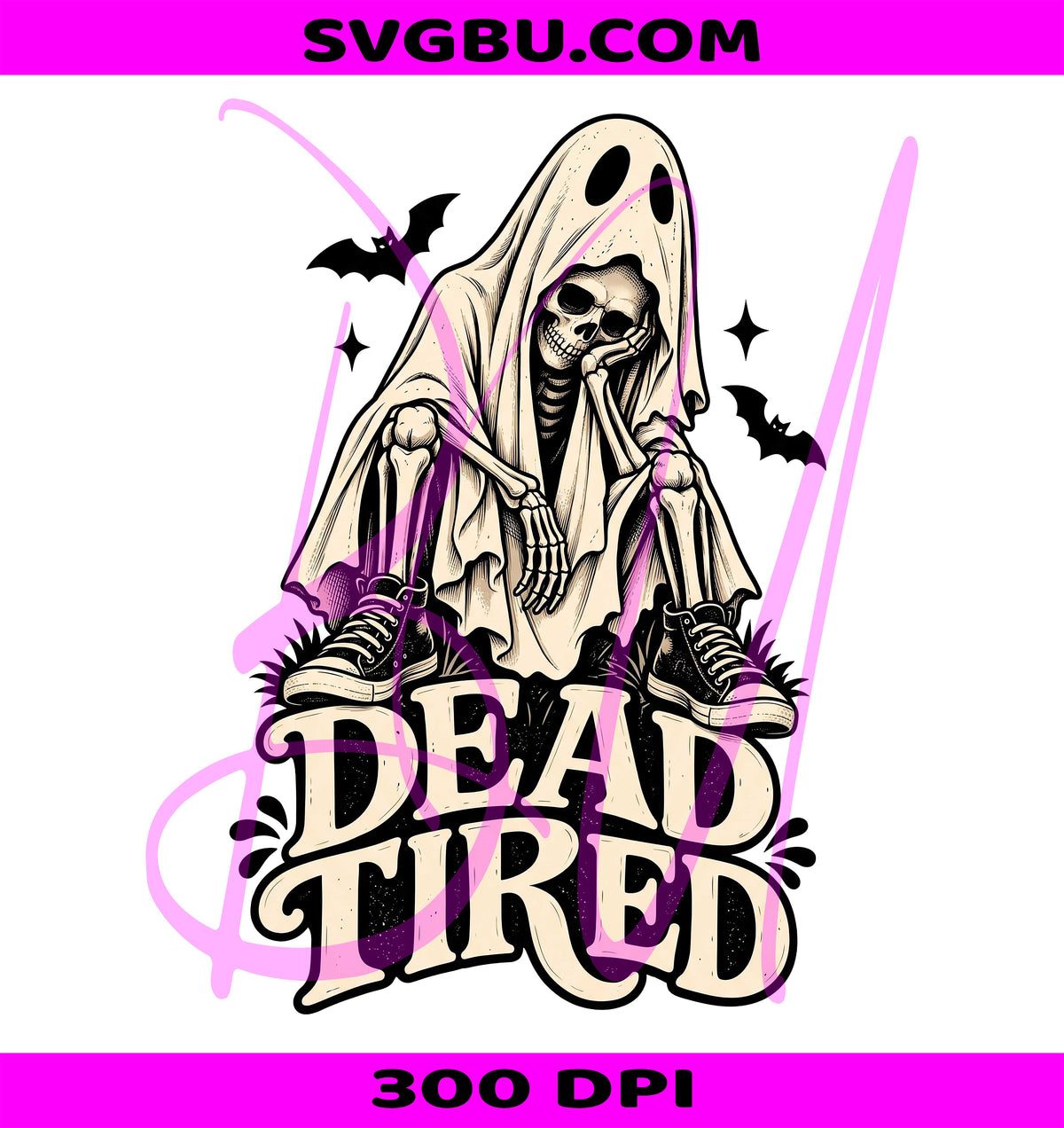 Halloween PNG, Vintage Spooky Ghost PNG, Skeleton Typography PNG