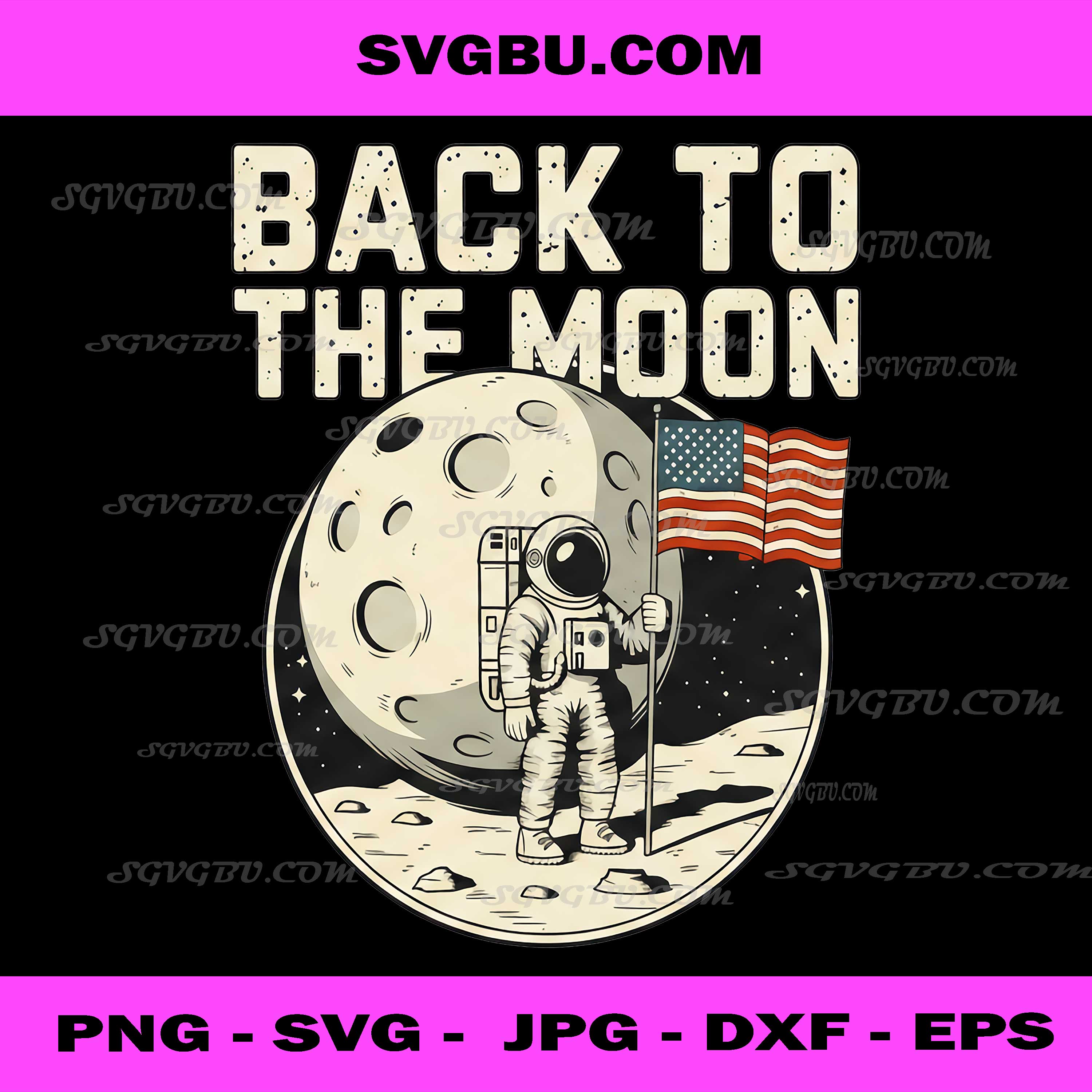 Back to the Moon PNG, Retro Astronaut Planting American Flag Space Design