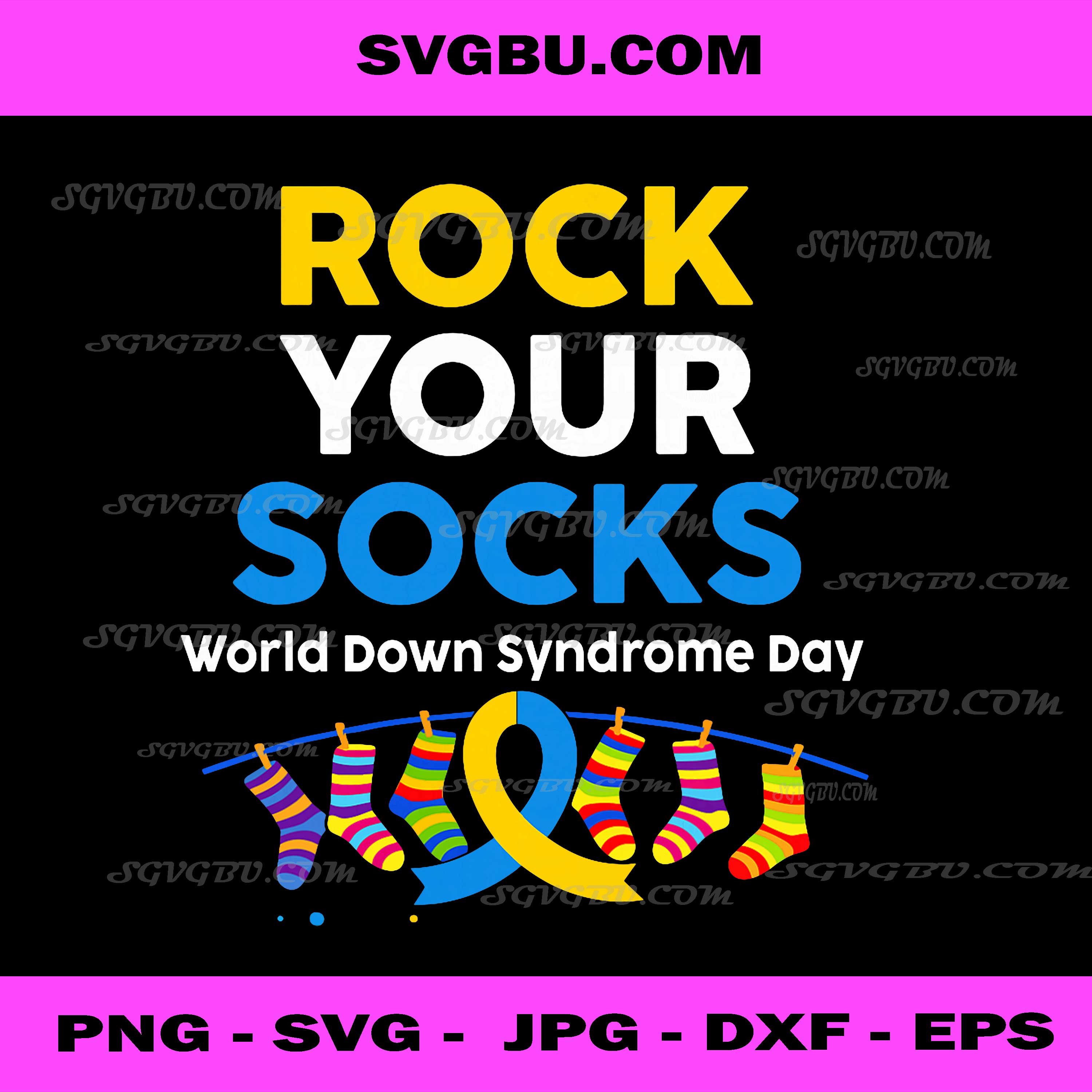 Rock Your Socks World Down Syndrome Day PNG, Awareness Ribbon Art PNG