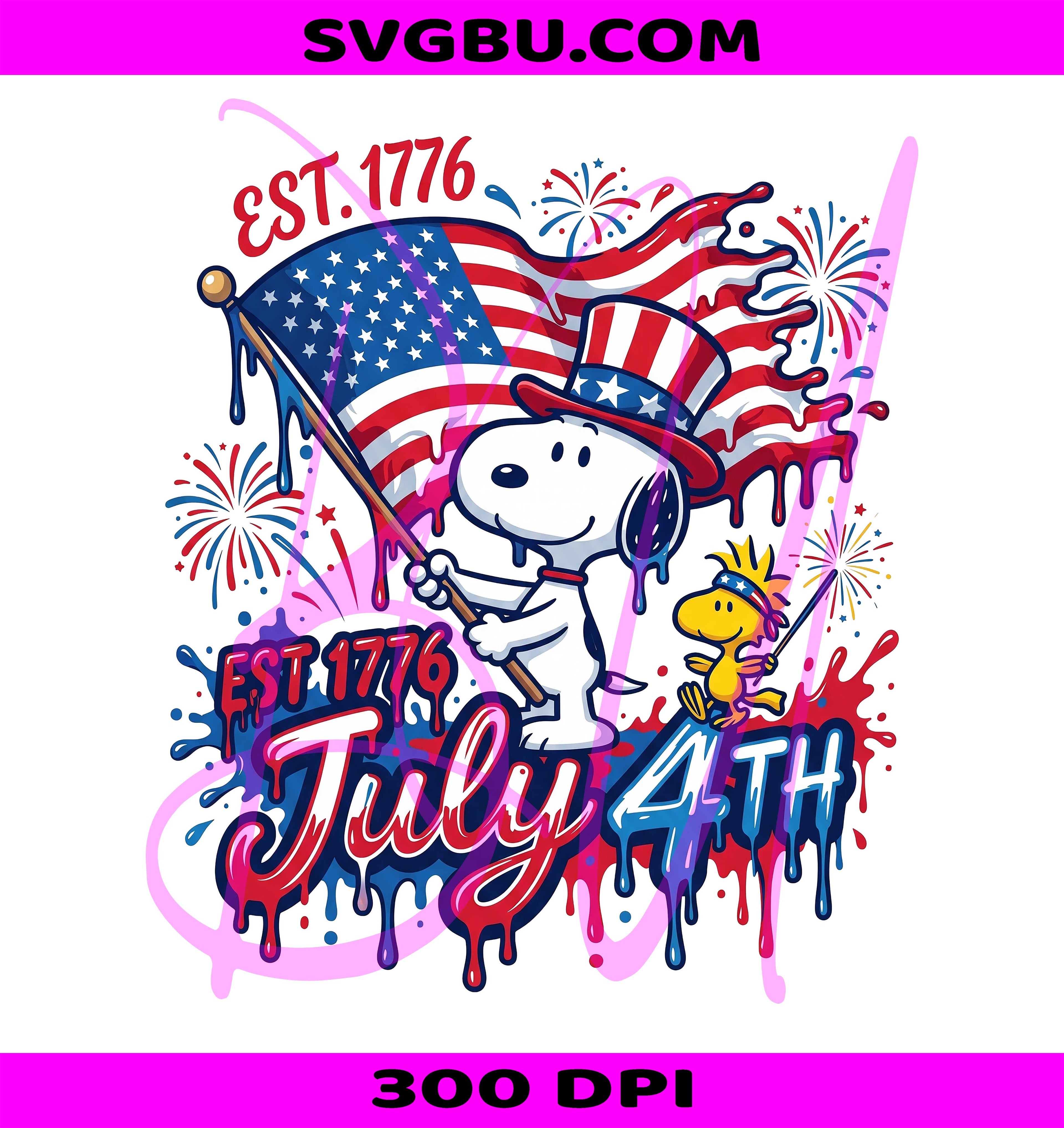 July 4th PNG, Patriotic Flag PNG, Est 1776 PNG