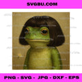 Funny Frog Bob Haircut Meme PNG, Cute Frog Humor Design