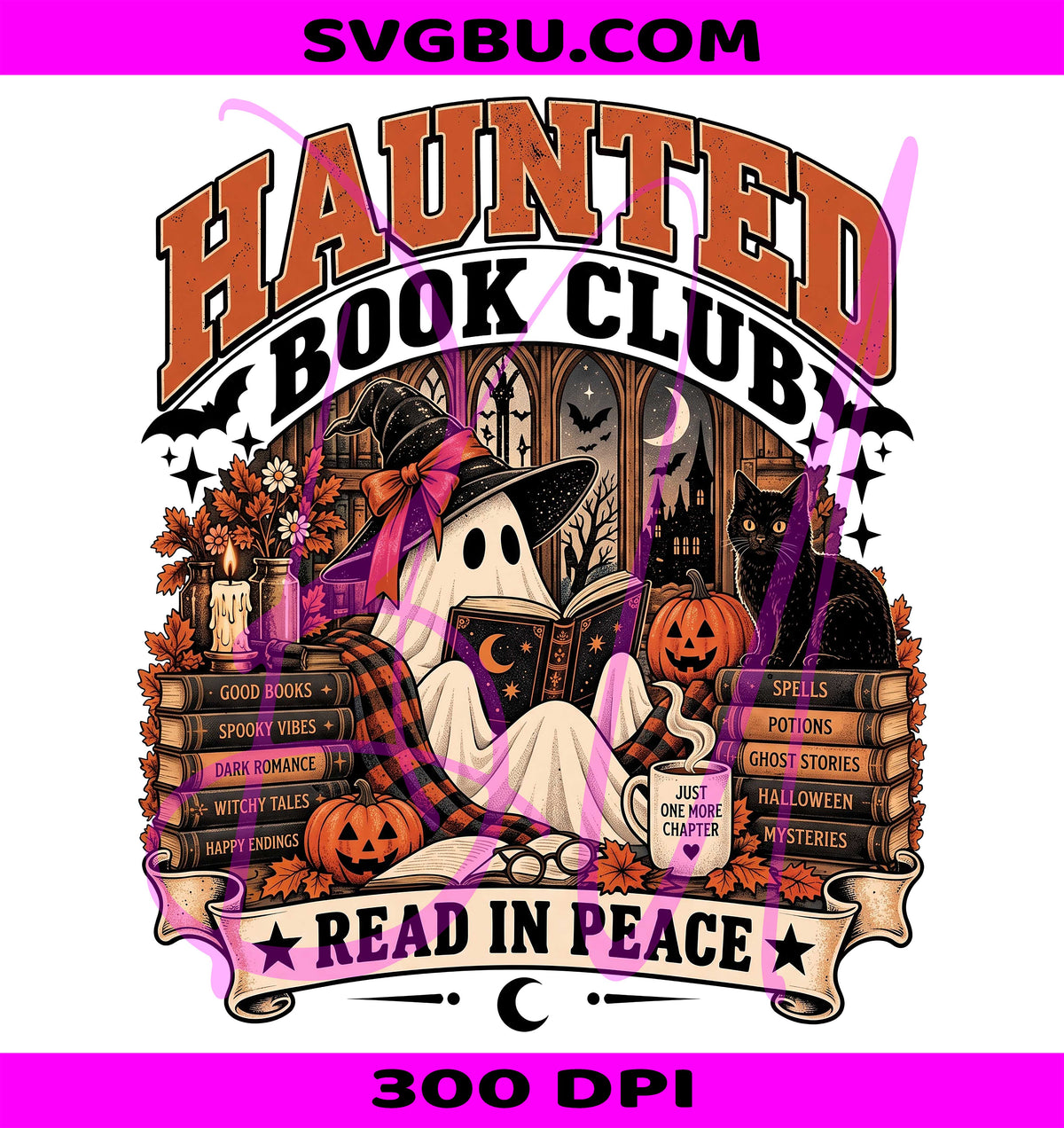 Haunted Book Club PNG, Witchy Reading PNG, Spooky Book Club PNG