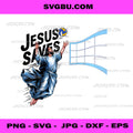 Jesus Volleyball Saves PNG, Funny Christian Faith Believer Raglan Volleyball PNG