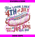 Retro Hot Dog PNG, 4th July Hot Dog PNG, Patriotic Hot Dog PNG