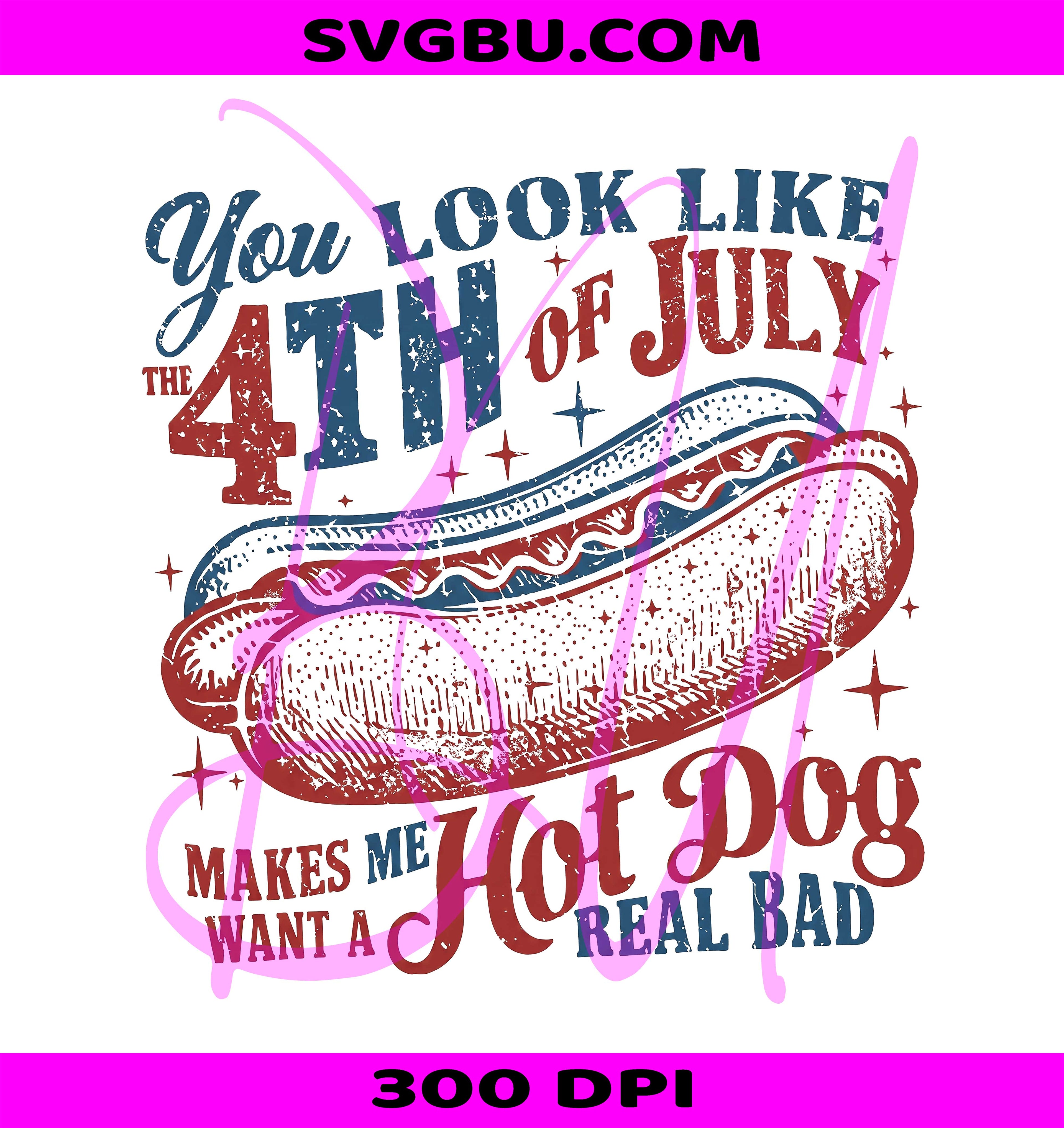 Retro Hot Dog PNG, 4th July Hot Dog PNG, Patriotic Hot Dog PNG