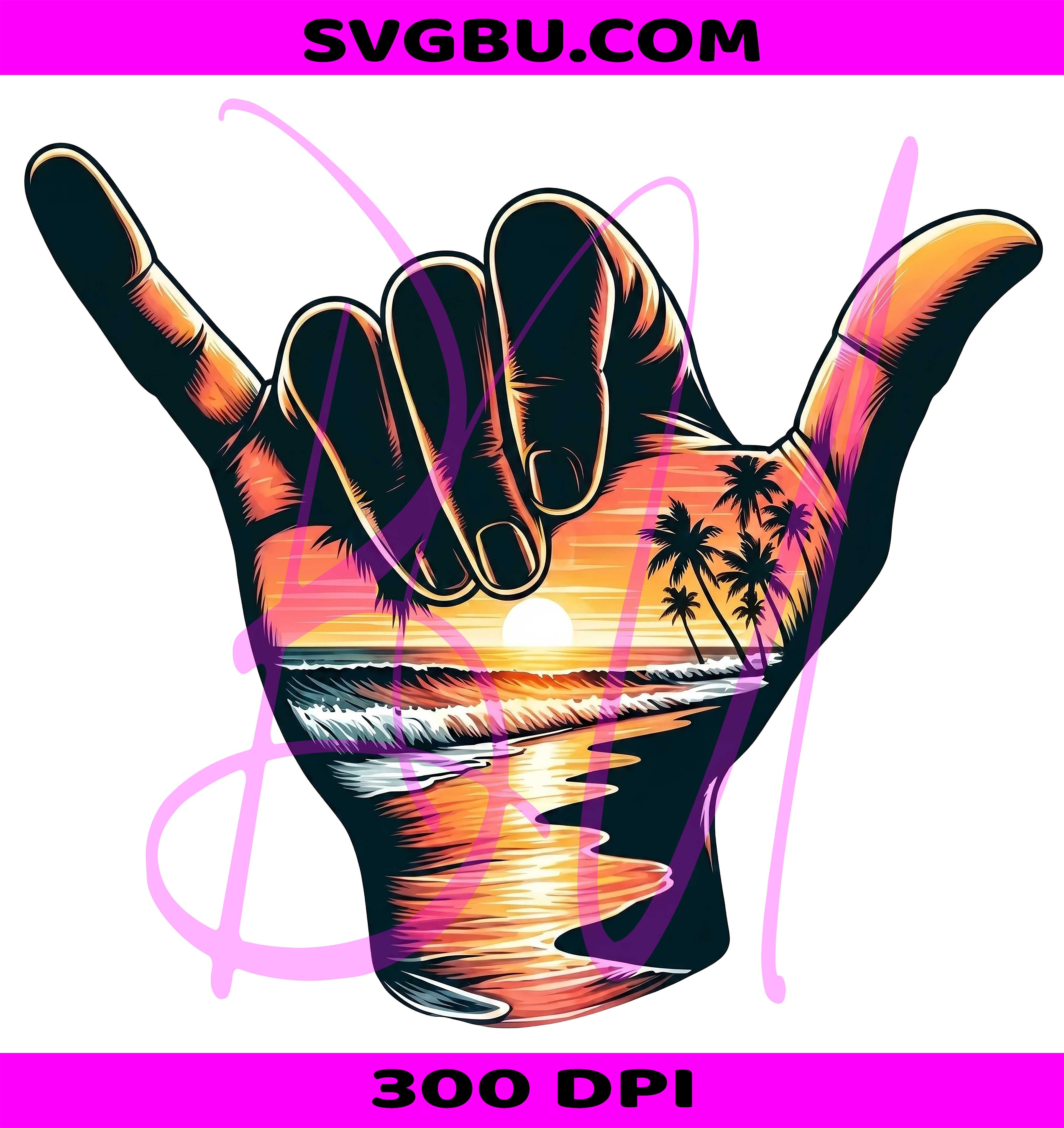Hang Loose Shaka Sign PNG,Beach Sunset Ocean Waves PNG