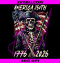 America 250th 1776 2026 PNG, Patriotic US Flag Skull PNG