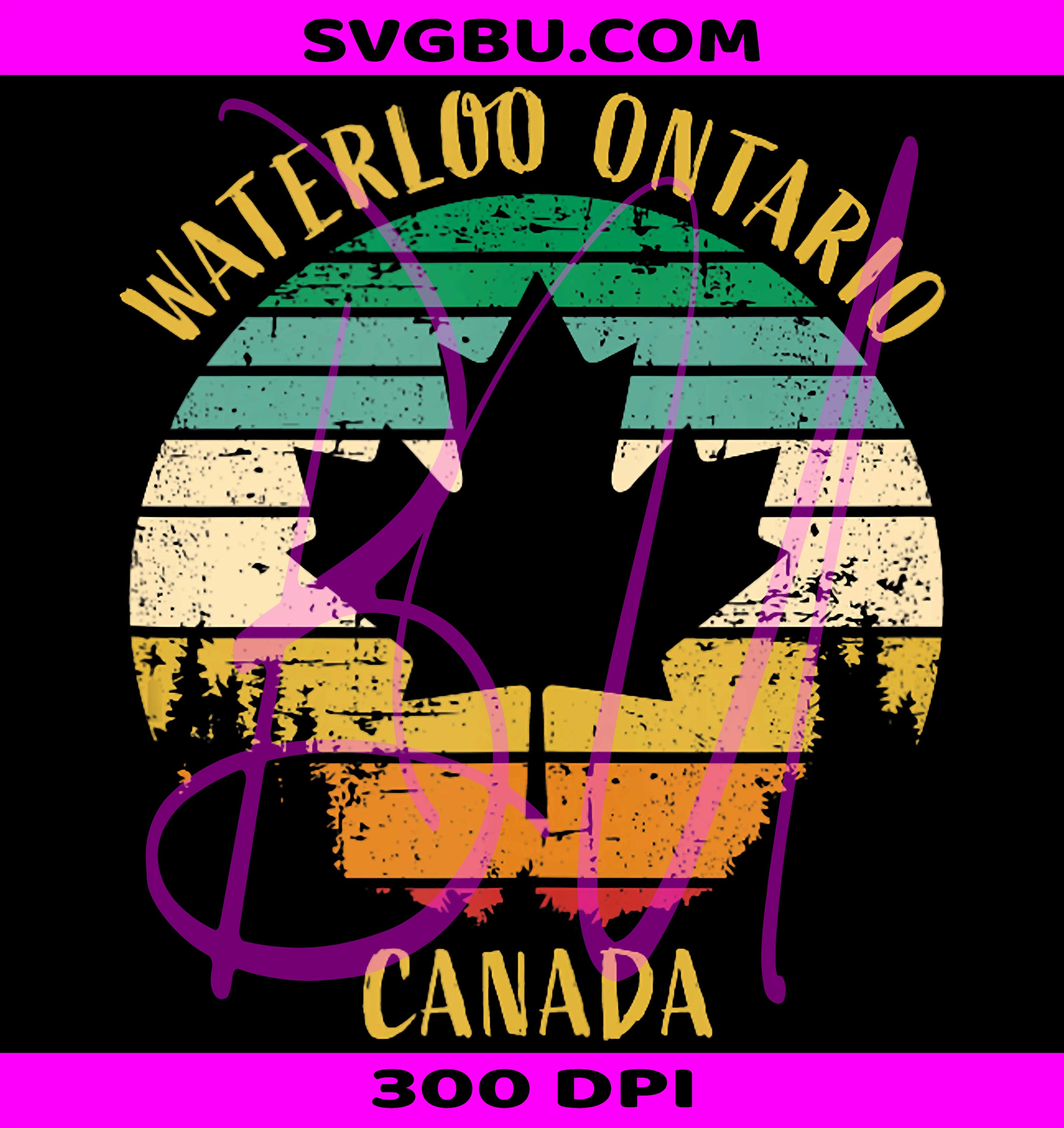 Waterloo Ontario Canada PNG, Retro Distressed Maple Leaf PNG