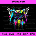 Controller Wings Graffiti Street Art Gamer PNG, Neon Gamepad Angel Wings Art