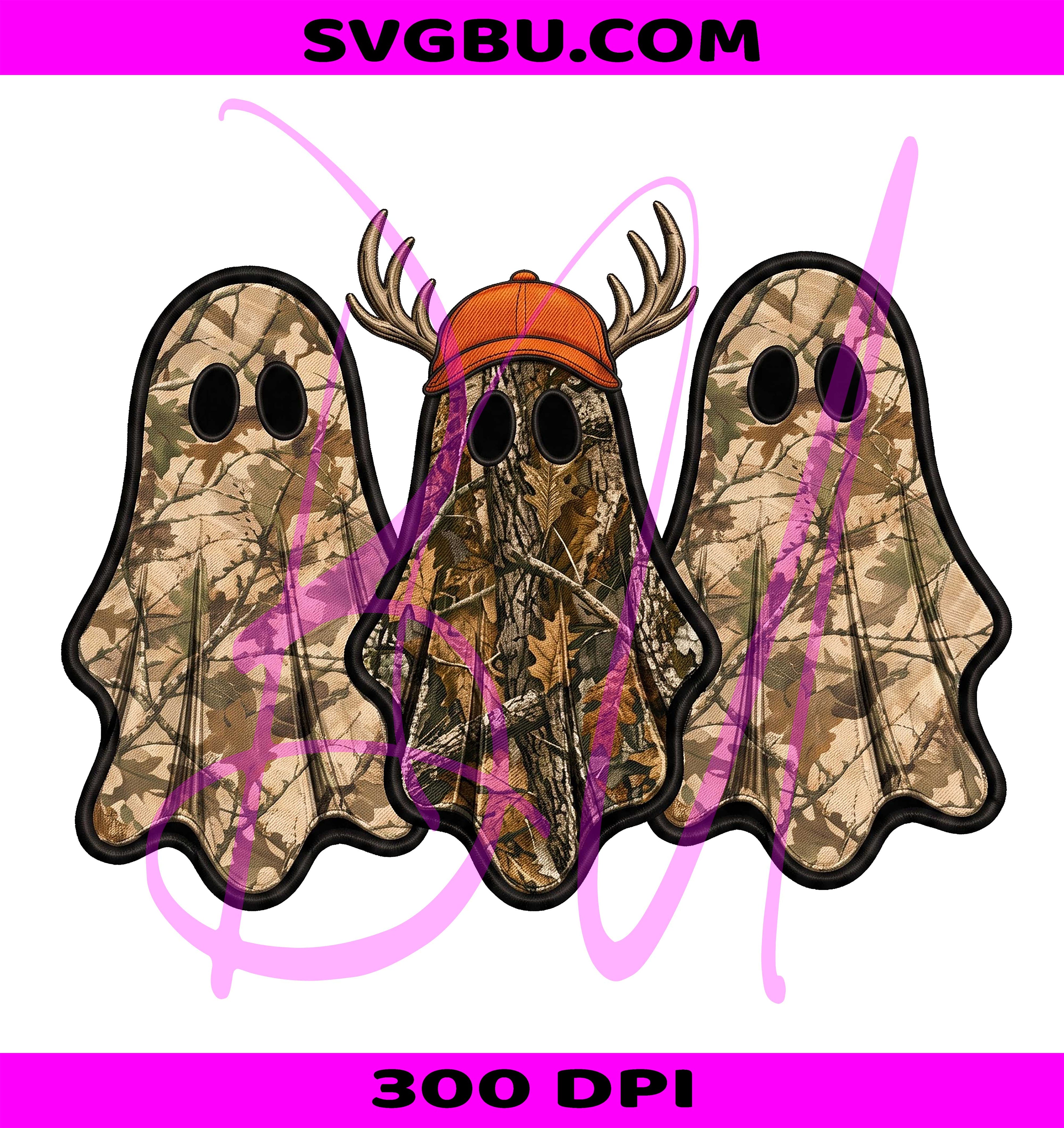 Retro Ghost PNG, Hunting Halloween PNG, Spooky Camo PNG