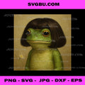 Funny Frog Bob Haircut PNG, Cute Meme Frog PNG, Aesthetic Meme PNG