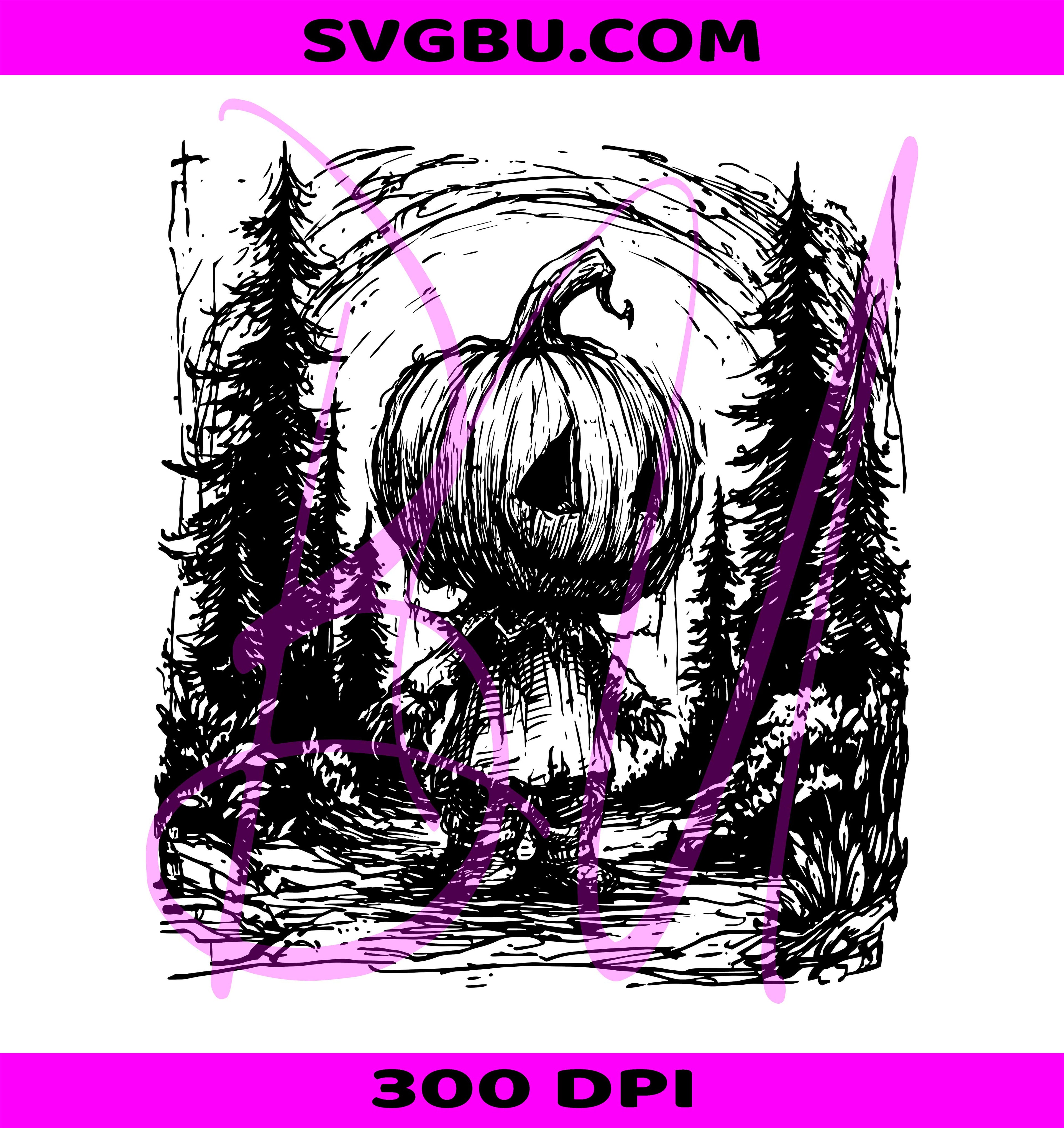 Horror Pumpkin PNG, Horror Halloween PNG, Spooky Season PNG