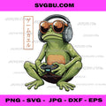 Funny Gamer Frog PNG, Japanese Vintage Gaming Humor Design