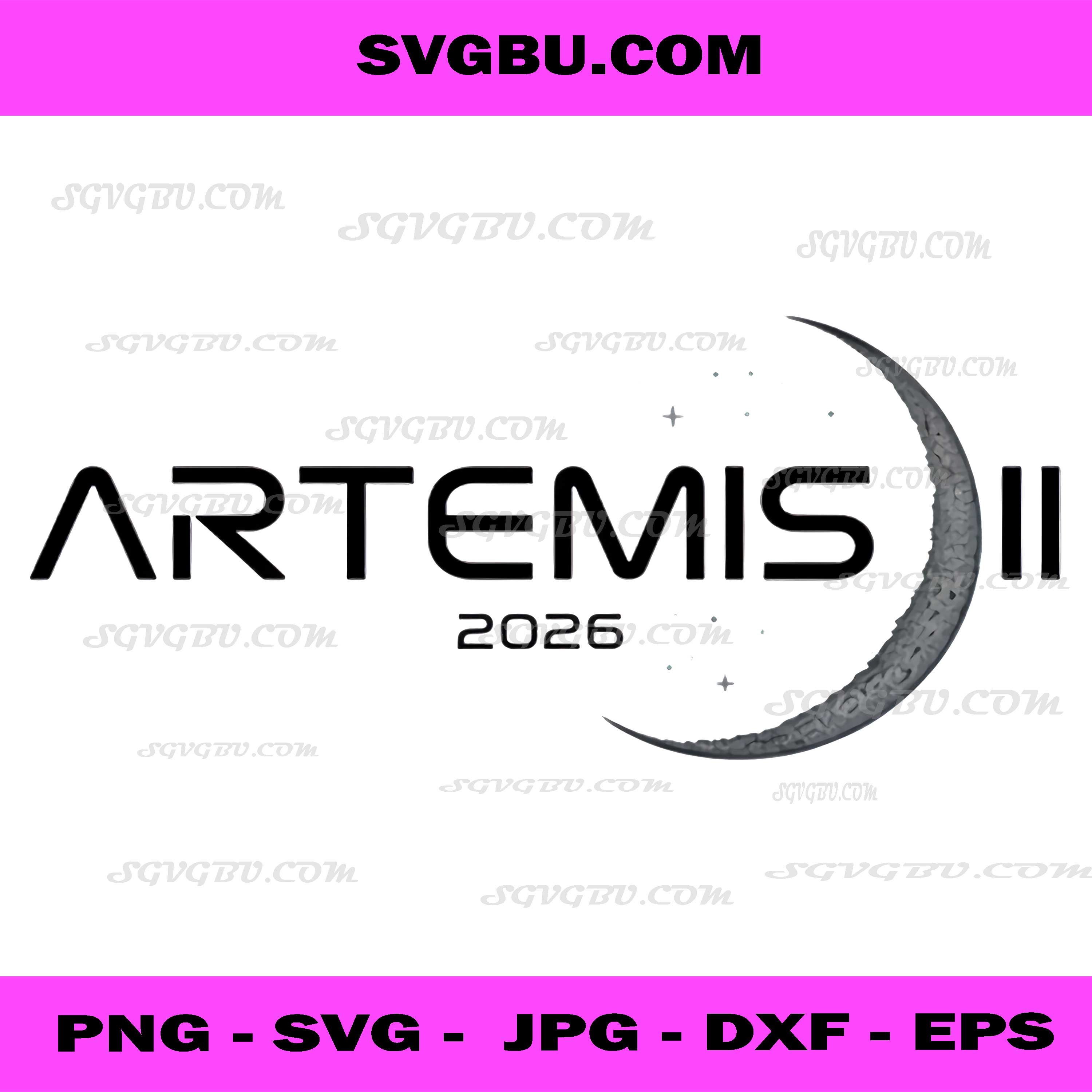 Artemis II 2026 PNG, NASA Moon Mission Minimalist Logo Space Design