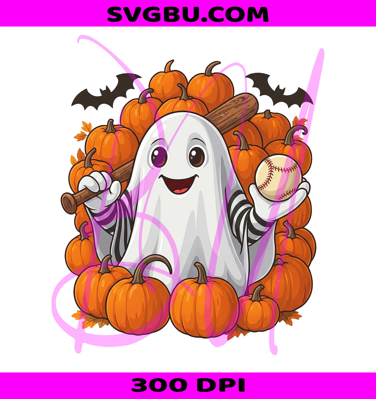 Ghost With Bat PNG, Cheerful Baseball PNG, Halloween Sports PNG